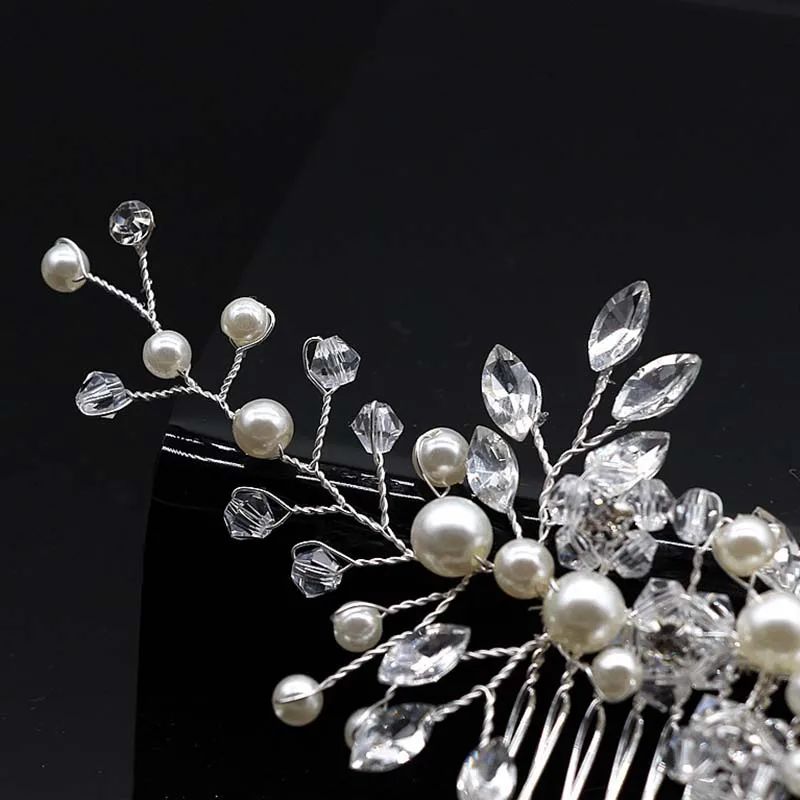 Wedding Head Flower Crystal Pearl Hair combs for brides Handmade Women Head Ornaments Bridal Hair Clips Accessories Jewelry