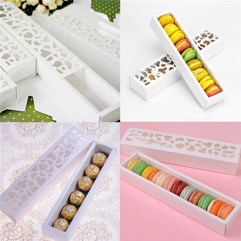 

10Pcs/Set Macaron Cookies Packing Box White Hollow Cake Boxes Container Cupcake Storage Holder Wedding Party Events Favor Gift