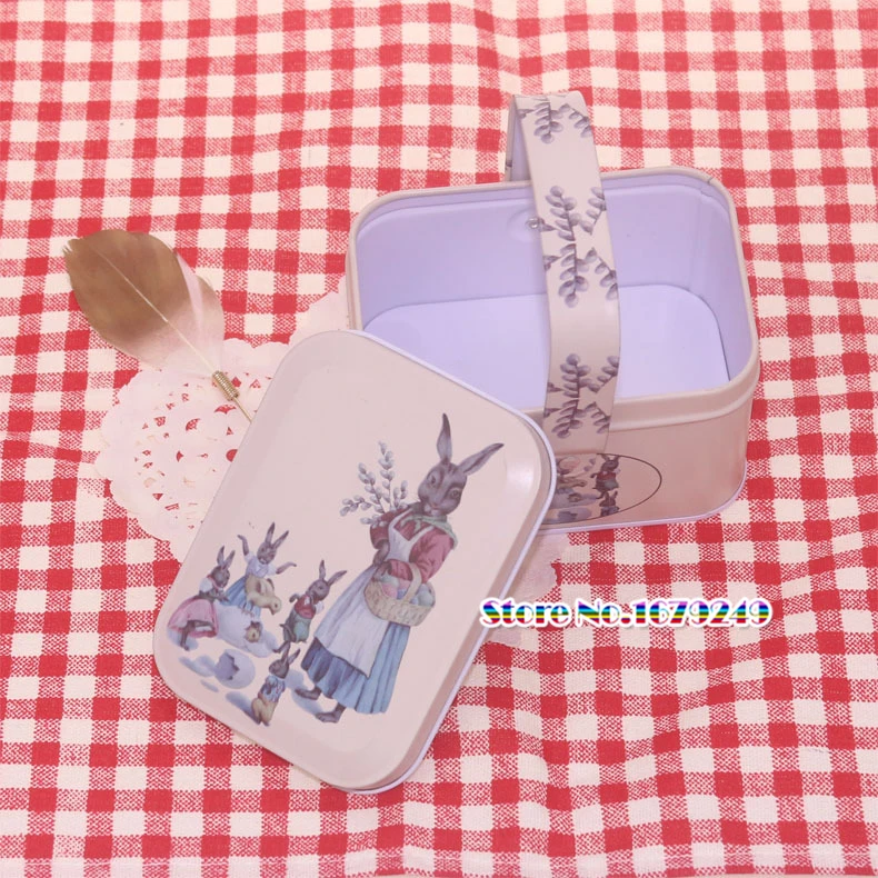 rabbit Tinplate candy Chocolates box Can Gift Box Large Creative Rectangle shaped Wedding for Baby Shower | Дом и сад