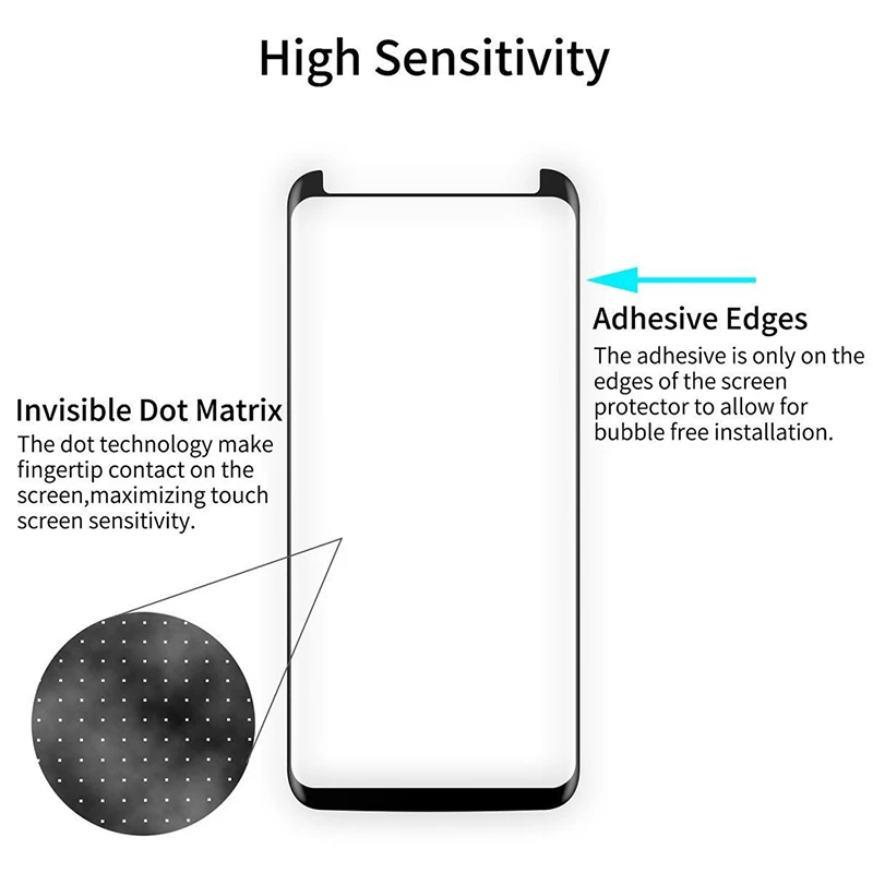 Для Samsung Galaxy S9 S8 Plus Защитная пленка для экрана полностью клеящаяся клейкая из