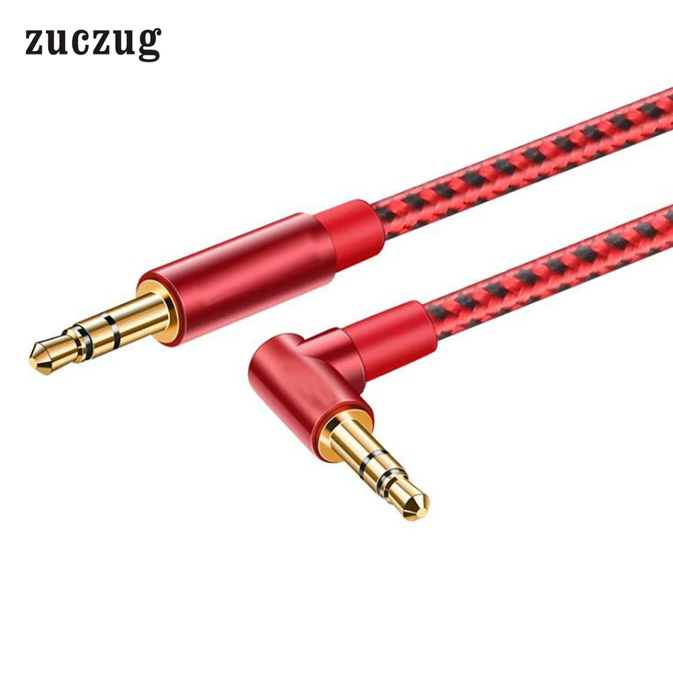Goedkoop Zuczug 3.5mm Audiokabel jack jack 90 Graden Haakse Aux Kabel voor Auto iphone hoofdtelefoon beats Speaker 1 m 2 m 3 m 5 m