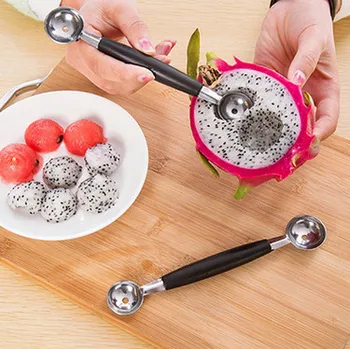 

100pcs Double-End Multi Function Fruit Carving Knife Stainless Steel Ice Cream Scoop Spoon Melon Baller home garden