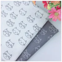 DIY Fabric for Sewing Patchwork, Manual Bag Cloth, Cute Cat Head, Gray Cotton Fabric, Textile Tilda Doll Body Cloth, Diy