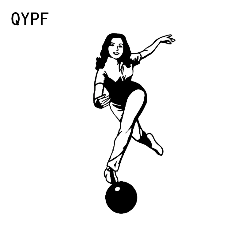

QYPF 7.7*16.9CM Fashion Bowling Female Sports Vinyl Car Styling Stickers Accessories Graphic Decor C16-1288