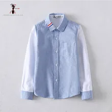 KungFu Ant/ хлопковая модная блуза с длинными рукавами детские рубашки с отложным воротником для мальчиков от 3 до 10 лет Повседневный стиль 201702