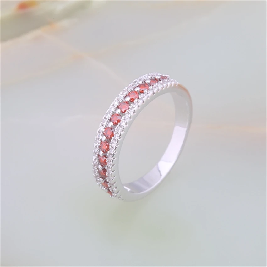 ZHE FAN Mini Stone Rings Red Olive AAA Cubic Zirconia Cute Copper Jewelry Ring Charm font