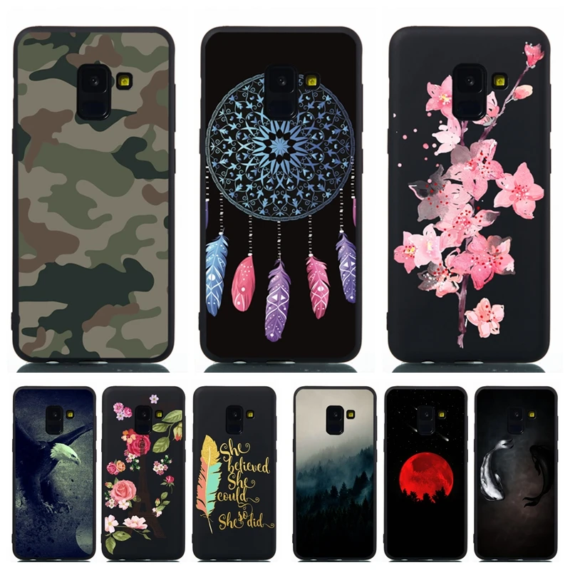 

Pattern Case sFOR Fundas Samsung Galaxy A8 2018 Case On For Coque Samsung A8 2018 A530F Cover Soft Silicone TPU Capa Black Cases