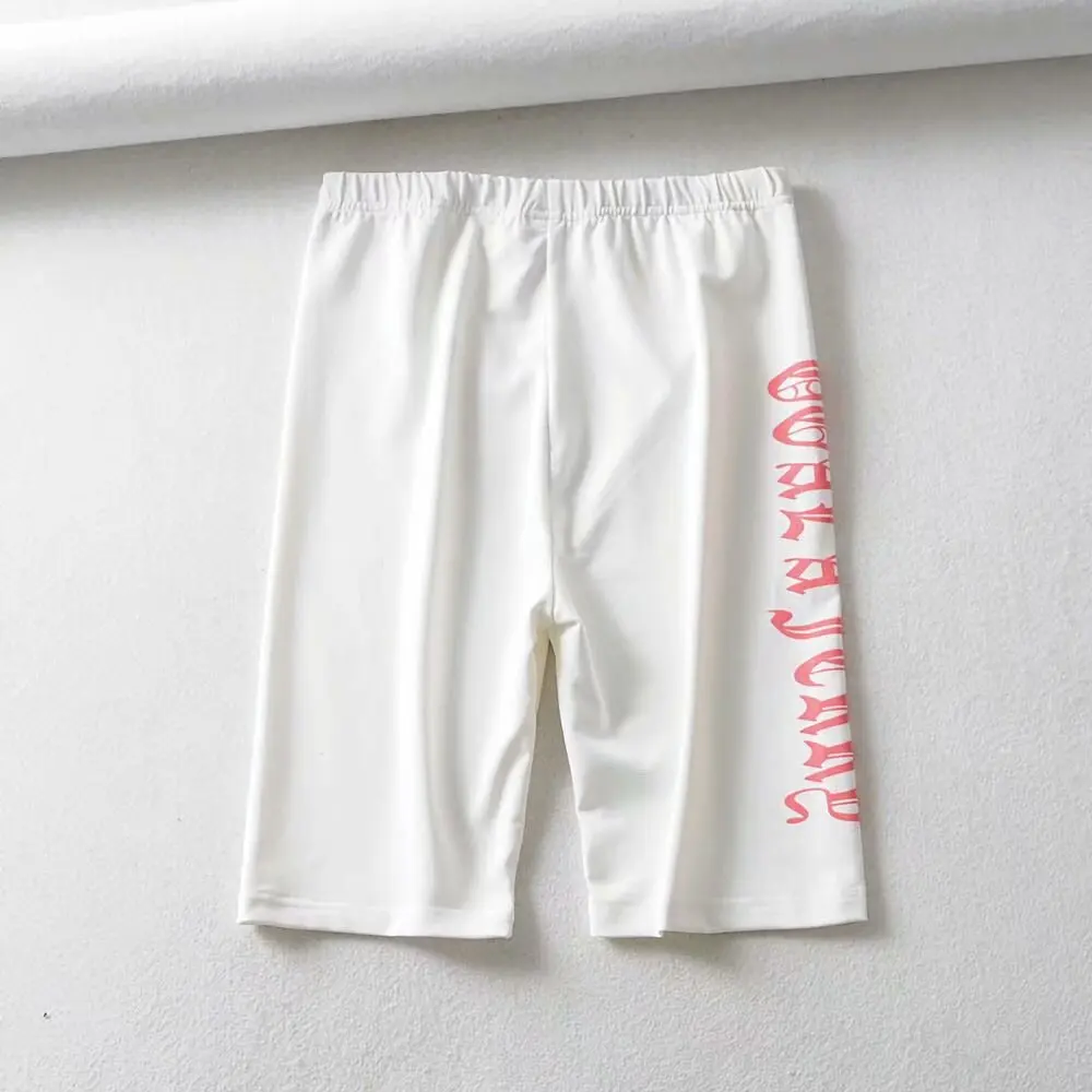 Vintage letters biker shorts women neon green high waist shorts white black shorts cotton short mujer feminino gym clothing