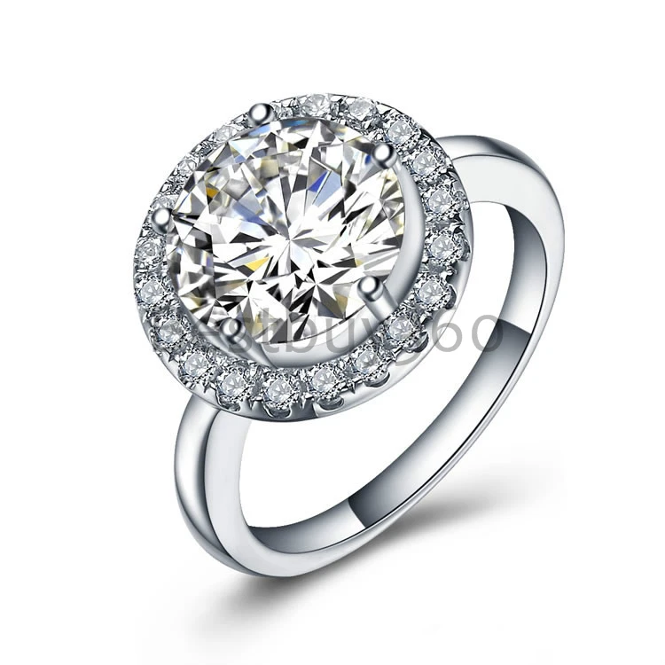 

3 ct round cut fine silver synthetic diamond engagement wedding ring band for women promise love ring (BB)