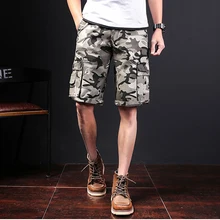 Летние Новые мужские камуфляжные шорты свободные брюки до колена Мужские шорты Карго с несколькими карманами светло-зеленые шорты милитари homme