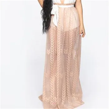 

Women's Chiffon Sheer Long Skirt New Plain High Waisted Summer Loose Skirts Fashionable Female Pleated Beach Underskirt Hot Sale