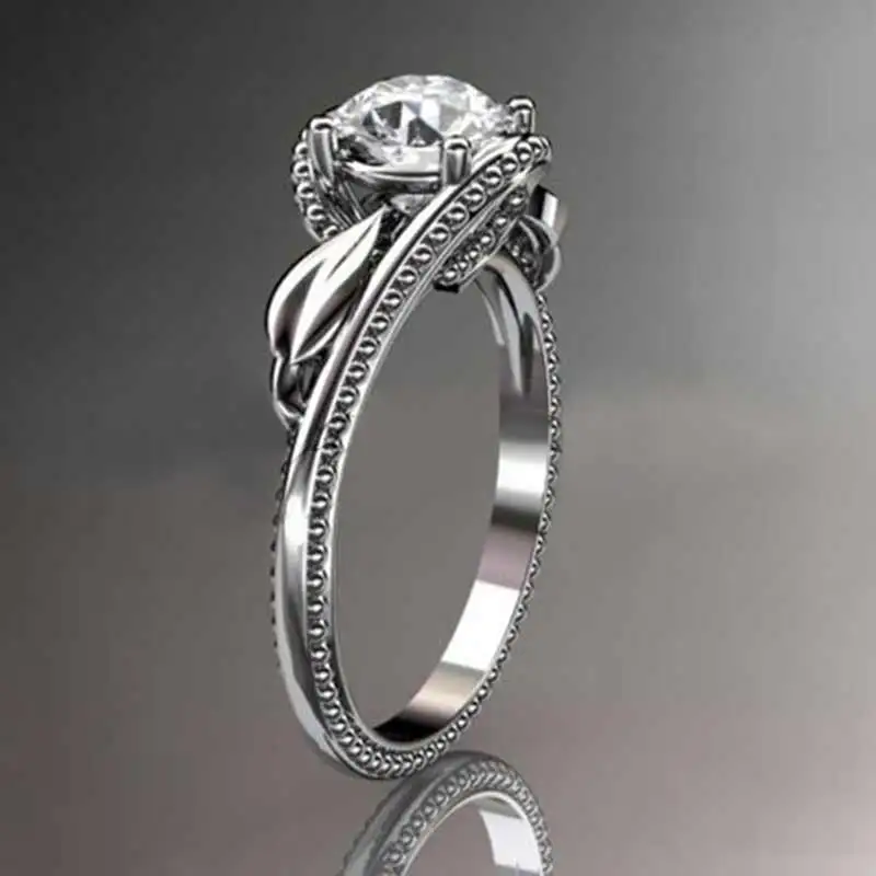 

Huitan Vintage Women Ring Rose Shaped Fancy Wedding Anniversary Ring For Women Romantic Ring Wholesale Lots&Bulk With Size 6-10