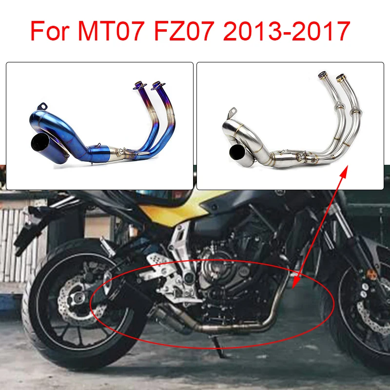 

FZ07 MT07 2013-2017 Motorcycle Exhaust Muffler Front Pipe Slip-On Stainless Steel For Yamaha MT-07 FZ-07 13-17