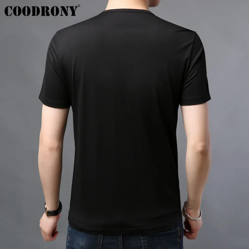 COODRONY Футболка Мужская Летняя Повседневная Уличная Футболка модная футболка с коротким рукавом с принтом Мужская хлопковая футболка с круглым вырезом Homme S95082
