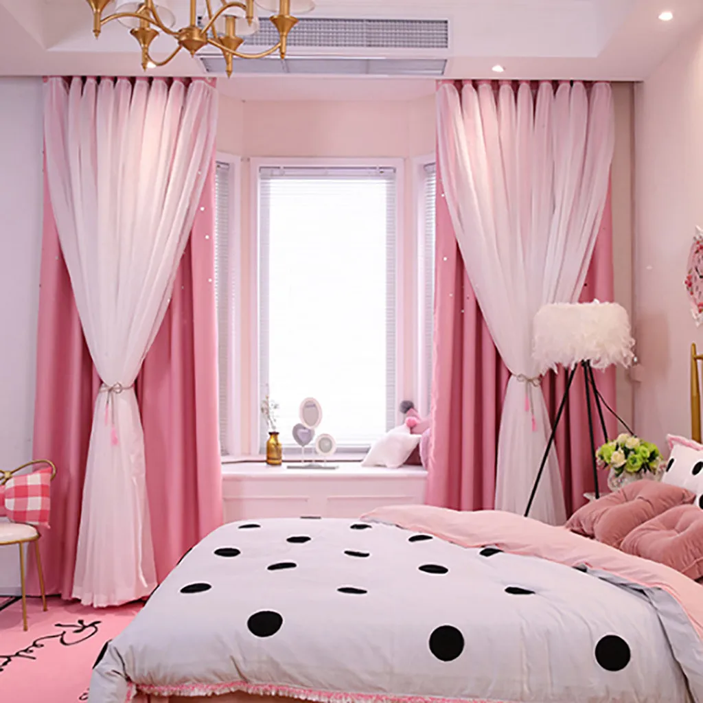 

Starry Sky Sheer Curtain Window Treatment Voile Drape Valance Double-deck Drape Panel Sheer Tulle For Living Room Bedroom