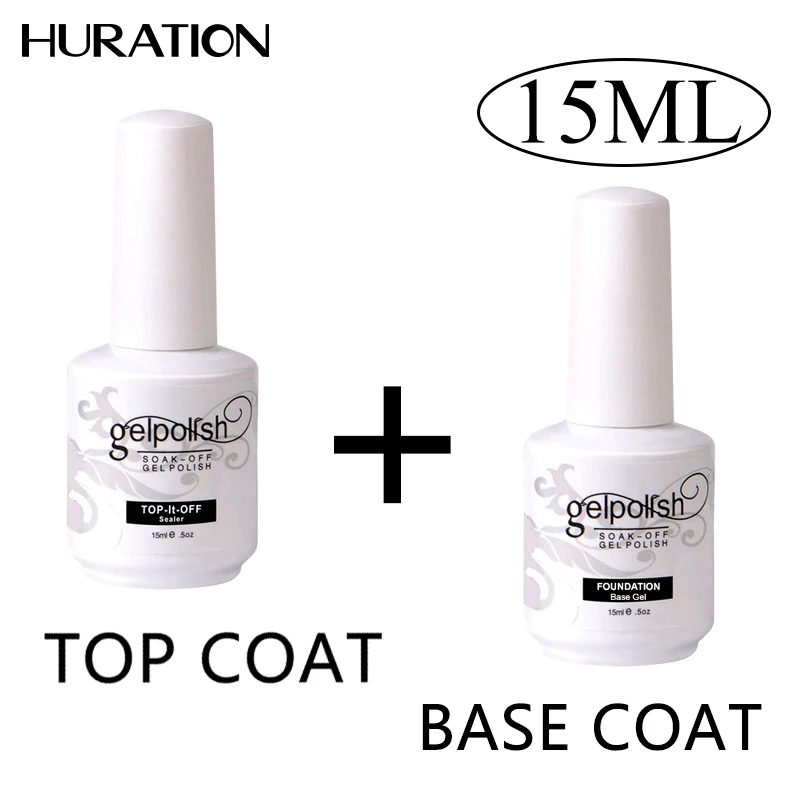 

Huration New Base and Top Coat UV 15ml Transparent Gel Nail Polish Primer Gel Polish Long Lasting Soak Off Gel Lacquer Nails Art