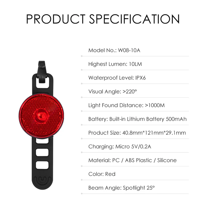 Discount GACIRON Waterproof Bike Tail Light Smart Warning Light USB Rechargeable MTB Road Bike Safety Riding LED Lamp Cycling Accessories 5