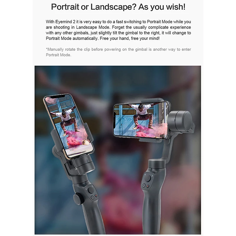Eyemind 2 трехосевой Ручной Стабилизатор для iPhone huawei P30 Android смартфонов Gopro 7 6 5 Osmo