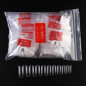 

500Pcs/Pack C Curved Acrylic French False Nail Art Tips Polish UV Gel Sticker Decoration Fake Nail Tip Half Cover Nails 10 Sizes