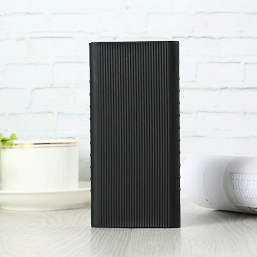 Для Xiaomi power Bank 2 10000 mAh мягкий силиконовый защитный Противоскользящий чехол Внешняя батарея, крышка с резьбой цветная кожа - Цвет: black