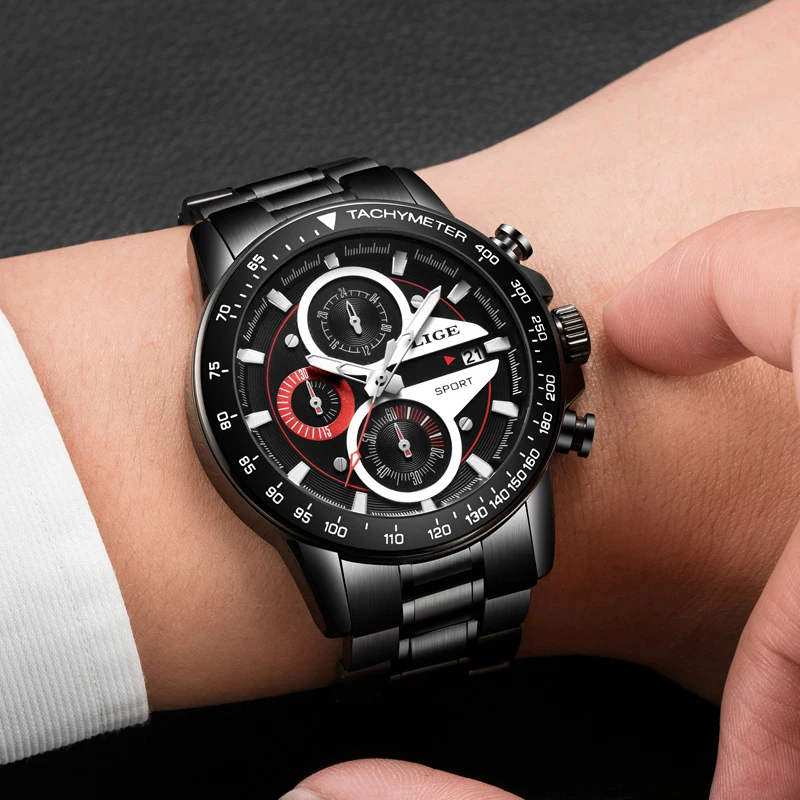 LEGE Fashion Chronograph Sport Mens Watch Top Brand Luxury Quartz Watch Reloj Hombre 2018 Male Hour Clock Relogio Masculino 