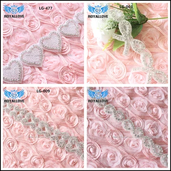 

4 Yards Top-grade Sew On Shiny Heart Flower Rhinestone Applique Trim Flatback Crystal Beaded Trim Button For Bridal Brooches