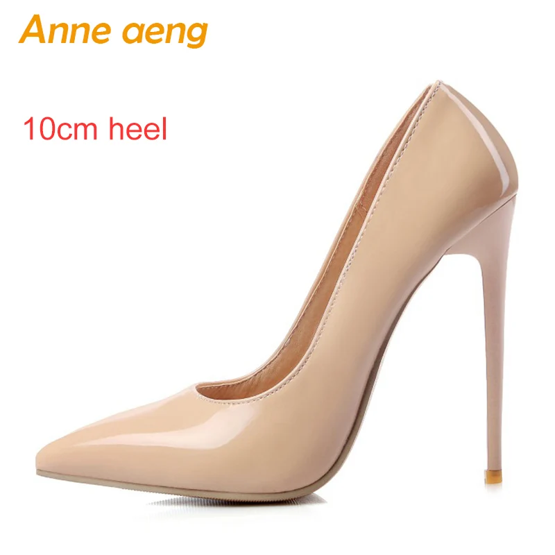 Женская обувь женские туфли-лодочки на высоком каблуке 8 см, 10 см, 12 см пикантная Дамская обувь классические красные свадебные туфли с острым носком женская обувь, большие размеры 34-46 - Цвет: Nude 10cm heel