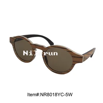 

round brown polarized UV400 metal wood sunglasses