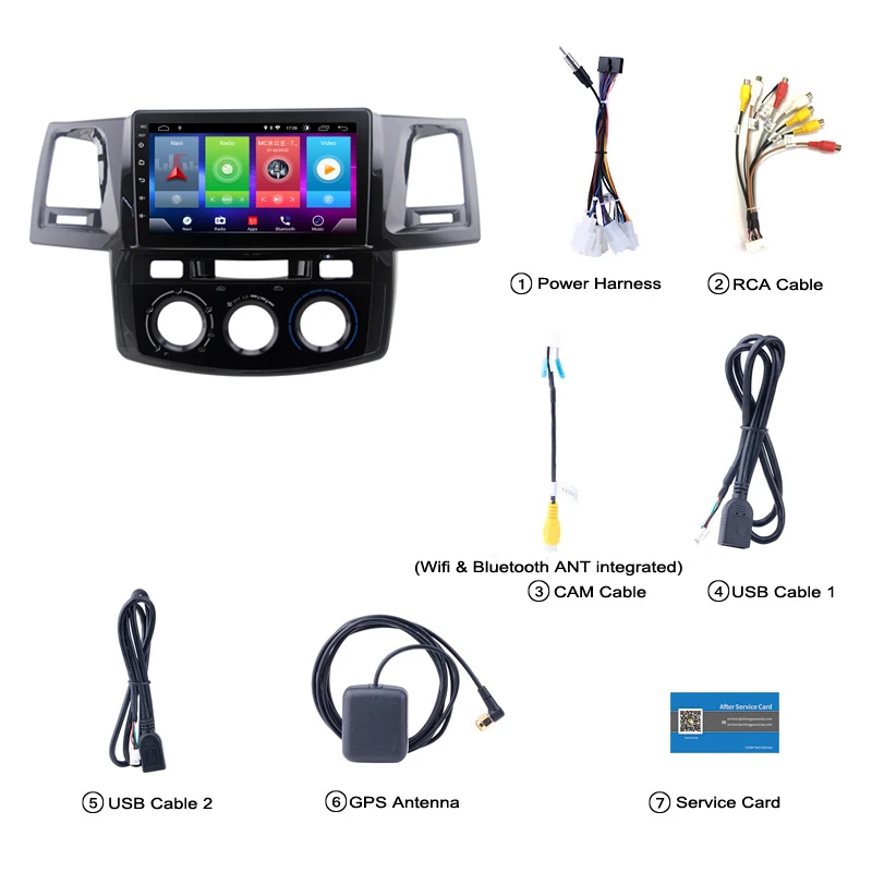 Best Car Android 8.1 Multimedia Player for Toyota hilux fortuner 2012 GPS Navigation Device bluetooth steering wheel control support 1