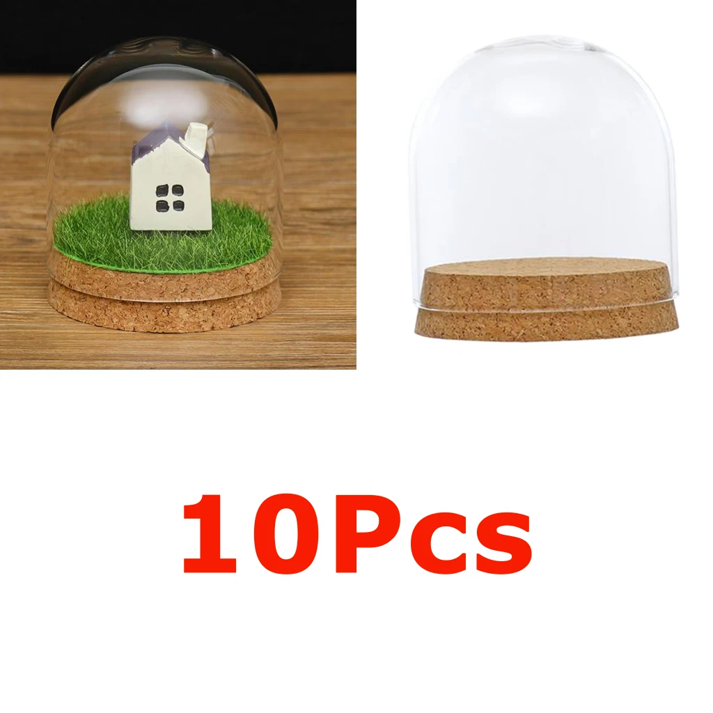 10 шт. 8x8 см прозрачный стеклянный прозрачный купол крышка Клош колокольчик сочные террариума с деревянная пробка для офиса Декор стола DIY