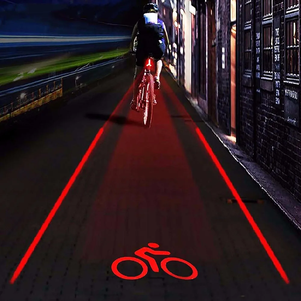 2 Laser+5 LED Rear Bike Bicycle Tail Light Beam Safety Warning Red Lamp