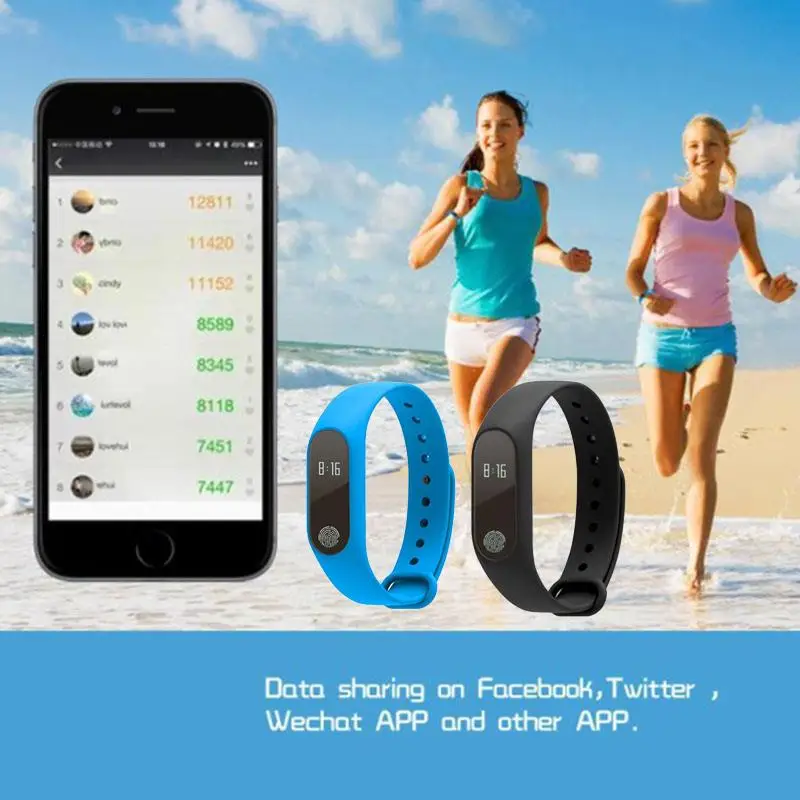 Original M2 Bluetooth Smart Band Heart Rate Monitor Waterproof Swimming Message Android Smartphone Step Tracker smart
