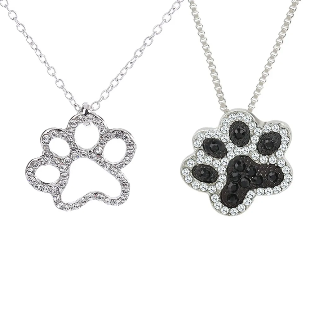 New Arrival Dog Puppy Paw Footprint Pendant Necklace Silver Color