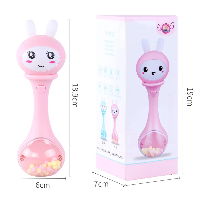 Rabbit Shaped Baby Infants Teether Music Light Shaking Rattle Hand Bell Toy Gift