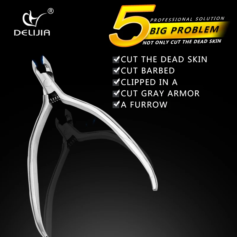 

DeLiJia 1Pcs Stainless Steel Cuticle Nipper Cutter Dead Skin Pliers Remove Finger Toe Nail Clipper Cuticle Scissor Manicure Tool