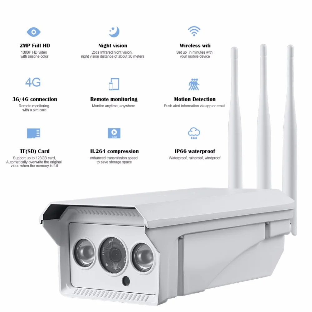 30 Вт солнечная панель CCTV Wi Fi IP камера 1080P HD 3G 4G sim карта наружная Водонепроницаемая