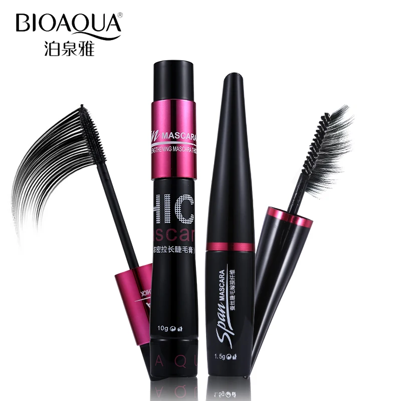 

2pcs/lot BIOAQUA 3D Fiber Mascara Makeup Set Eyelash Extension Lengthening Volume Black Silk Mascara Waterproof Cosmetics