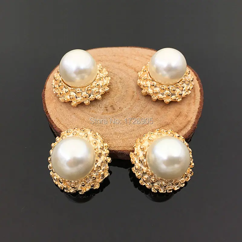 

3D Pearl Flower 10pcs 18*18MM Crystal Wedding Embellishment Rhinestone Button sith Pearl Flower Center Button