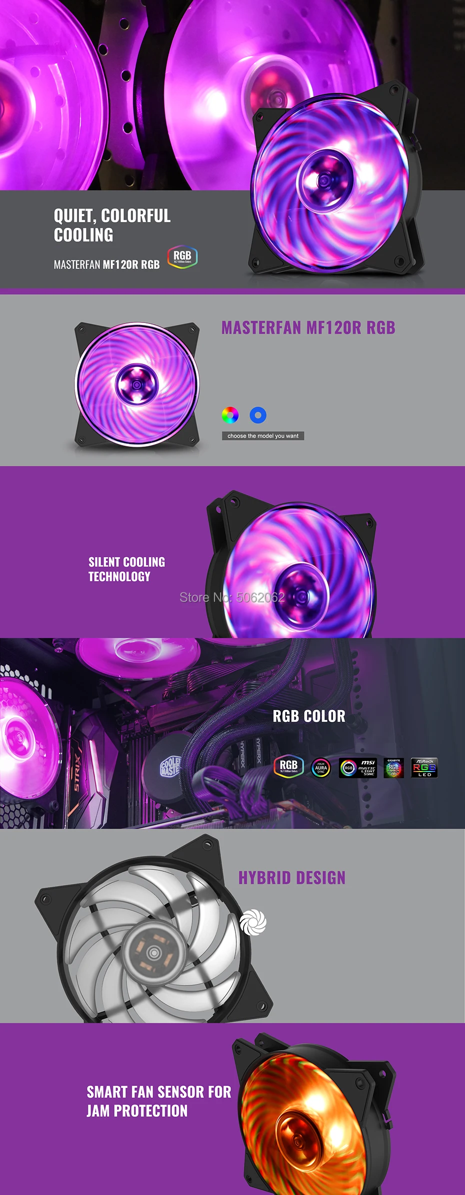 Cooler Master R4-C1DS-20PC-R1 MF120 12 см RGB 4PIN чехол тихий вентилятор PC радиатор процессор кулер водяное охлаждение заменяет вентиляторы