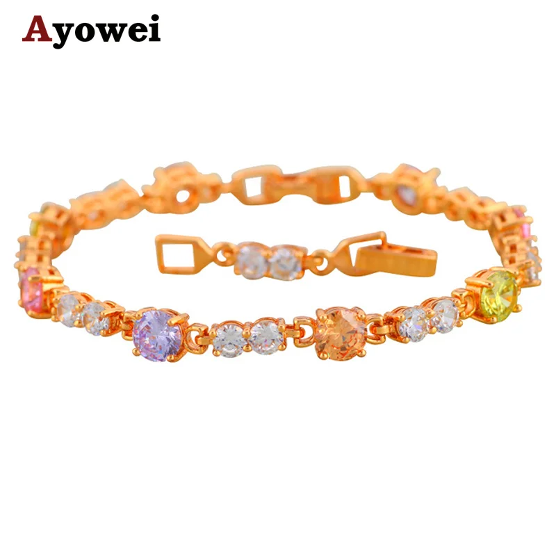 

Glittering Color Crystal design yellow Gold color Bracelets for women Health Nickel & Lead free fashion jewelry TB162A