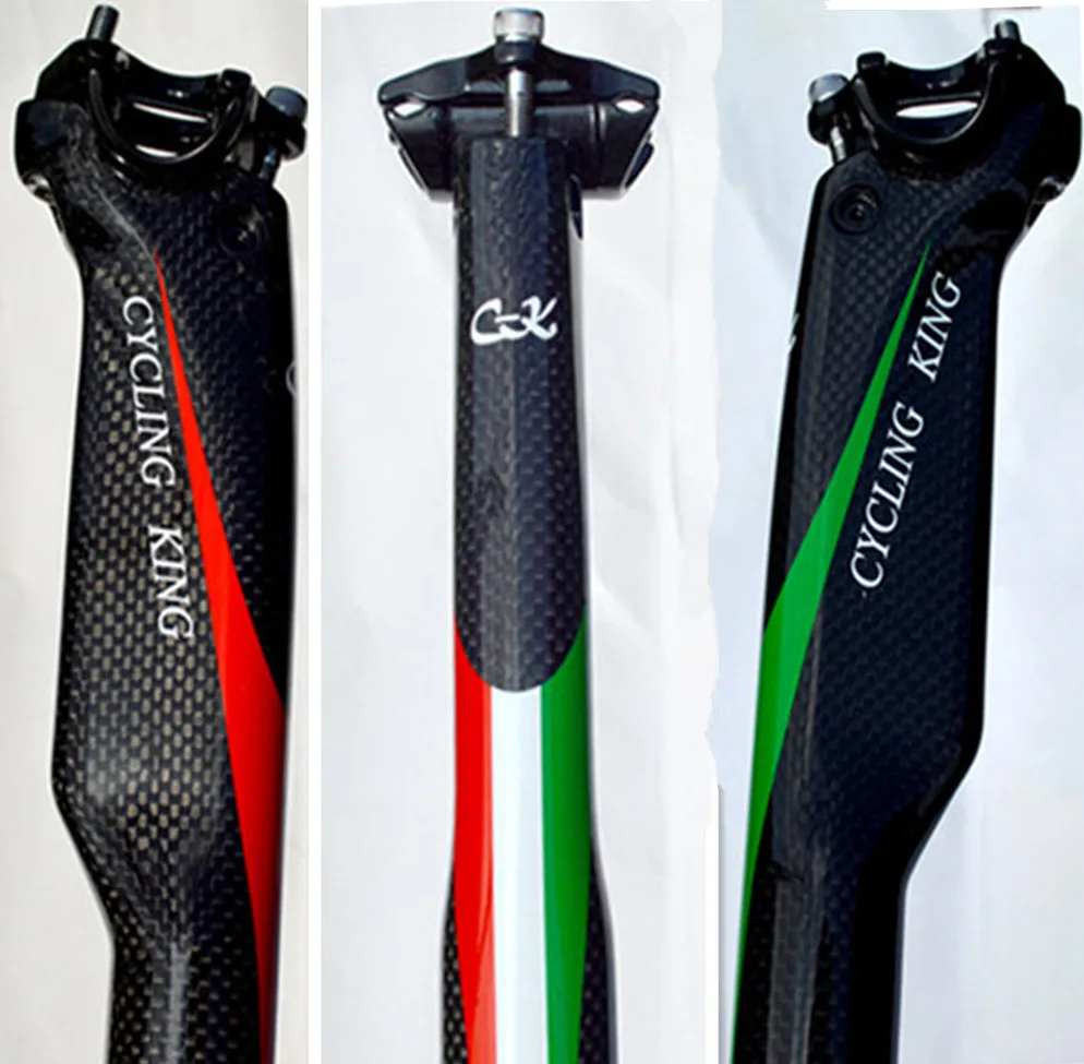 

new arrive italy Flag colors seatpost carbon fiber genuine seatpost MTB mountain bicycle road bike seat post 3k finish