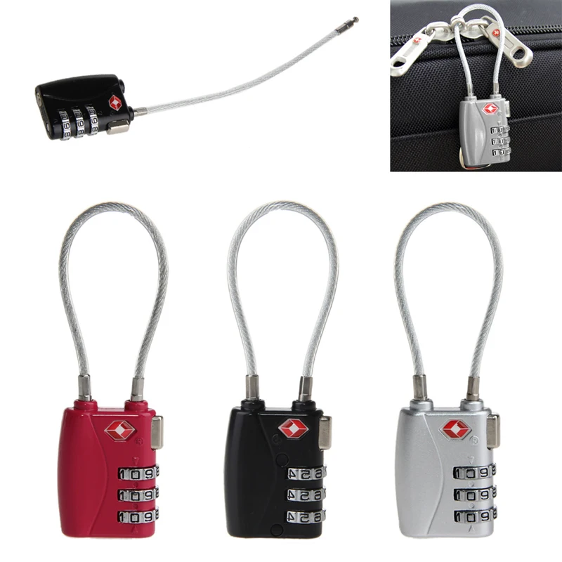 

OOTDTY Fashion TSA Resettable 3 Digit Combination Smart Travel Luggage Suitcase Lock Padlock Black/Silver/Hermosa Pink