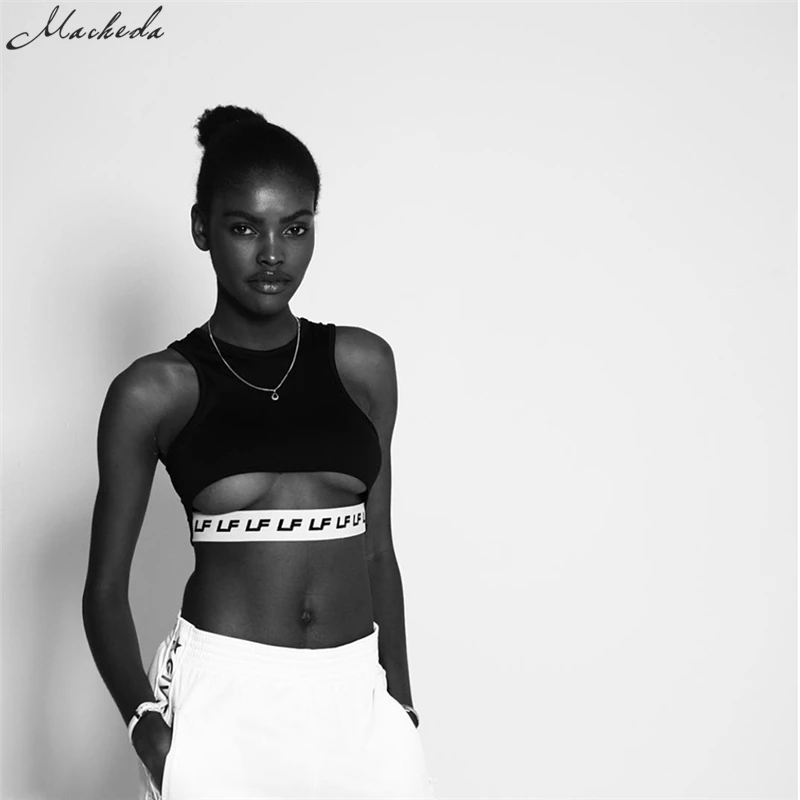 Macheda Sexy Crop Top Women Tank Tops Summer Fitness Cropped T-Shirts Sleeveless O-Neck Women's Crop Tops Cropped Tank Top Tops