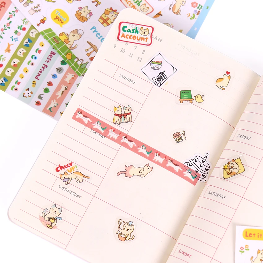 

6 PCS Creative Transparent PVC Stickers Kawaii Cat Album Decoration Stickers Children Diy Toy Diary Decoration Supplies
