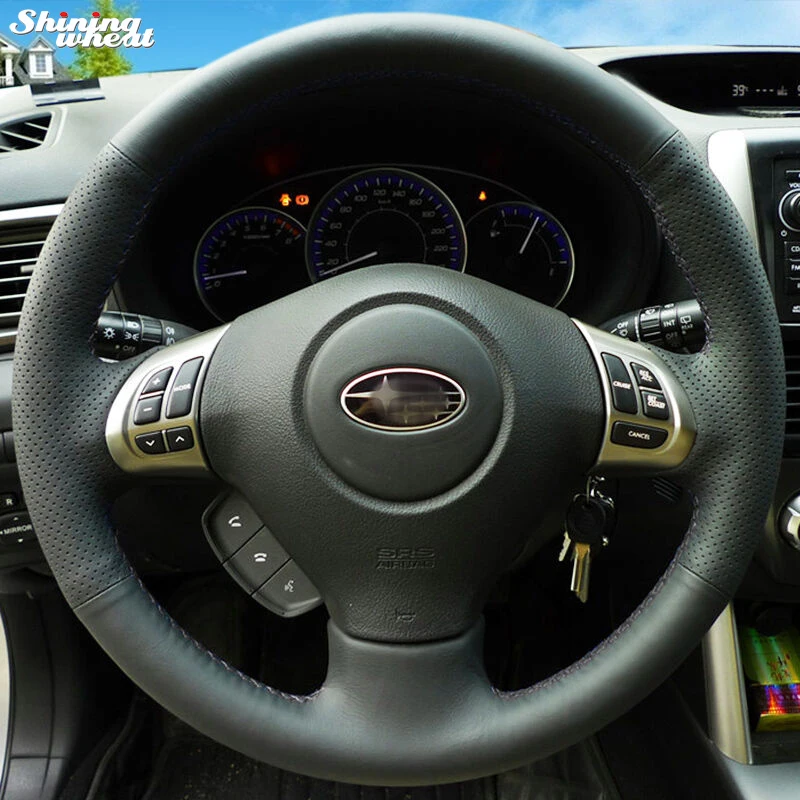 Блестящие пшеницы черный кожаный чехол на руль для Subaru Forester 2008-2012 автомобильные