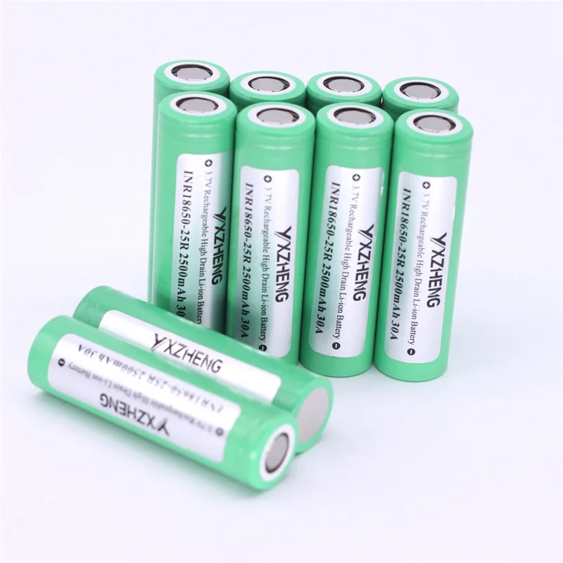 3,7 v 100PCS Высокая сливная INR18650-25R литий-ионная батарея 2500mah для samsung перезаряжаемые 35A скорость разряда для электронной сигареты vape mod