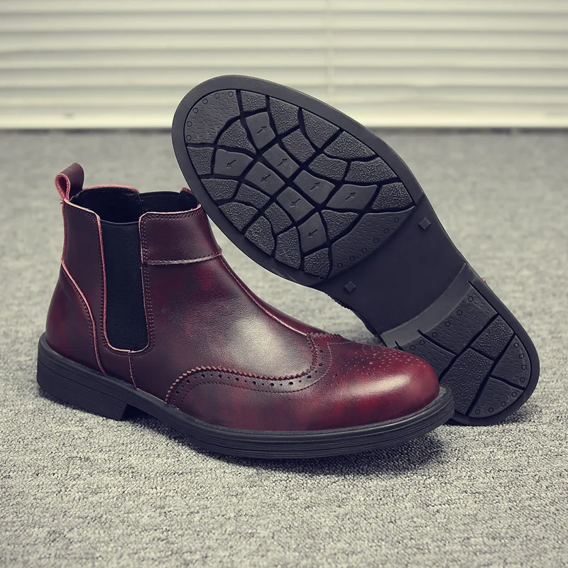 2019 кожаные ботинки «Челси» в британском стиле, Мужская зимняя обувь в стиле ретро, модные мужские Ботильоны «Мартенс», мужские кожаные