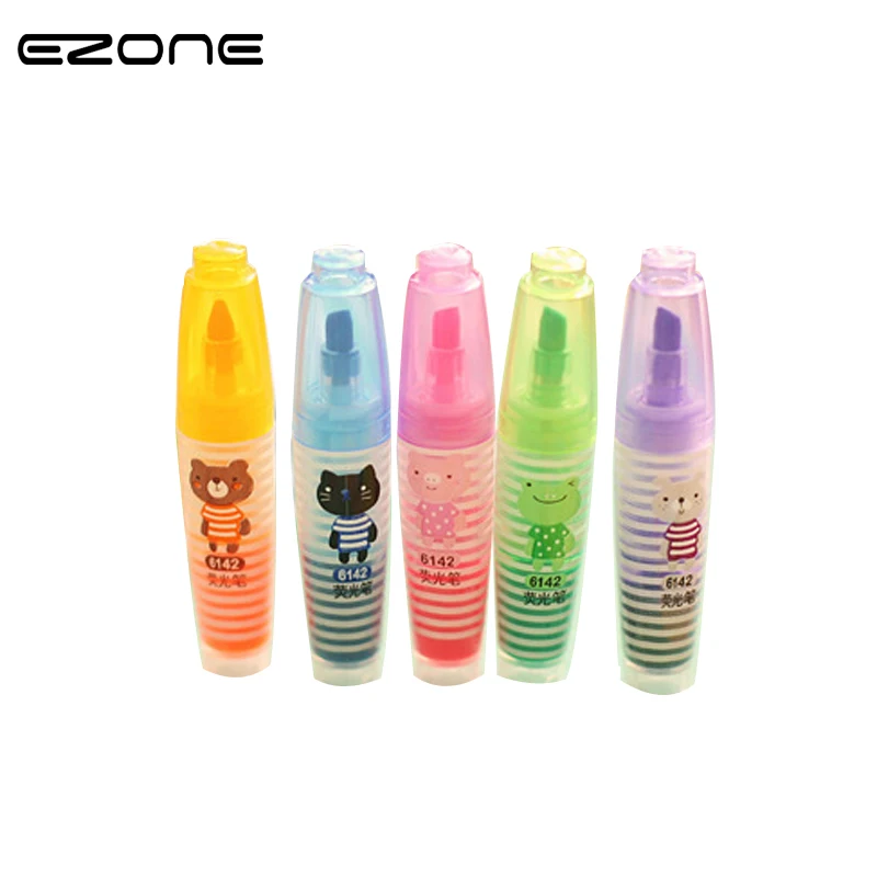 

EZONE 6 PCS/Set Kawaii Mini Highlighter Cartoon Colorful Marking Pens Creative Lovely Students Learn Stationery Supplies Gifts