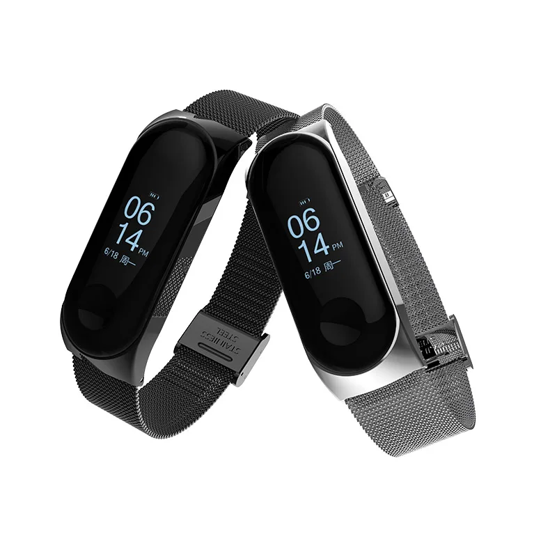Металлический ремешок из нержавеющей стали для Xiaomi Mi Band 3 браслет без винтов