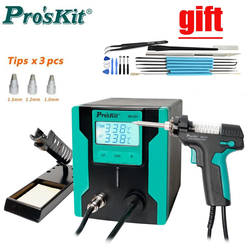 

2019 New Release Pro'sKit SS-331H ESD LCD Digital Electric Desoldering Pump BGA Desoldering Suction Vacuum Solder Sucker Gun
